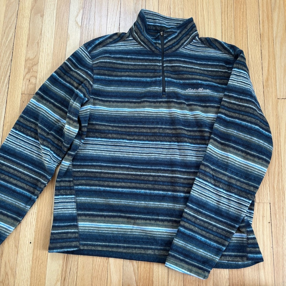 Eddie Bauer Men's Multicolor Striped Quarterzip Fleece